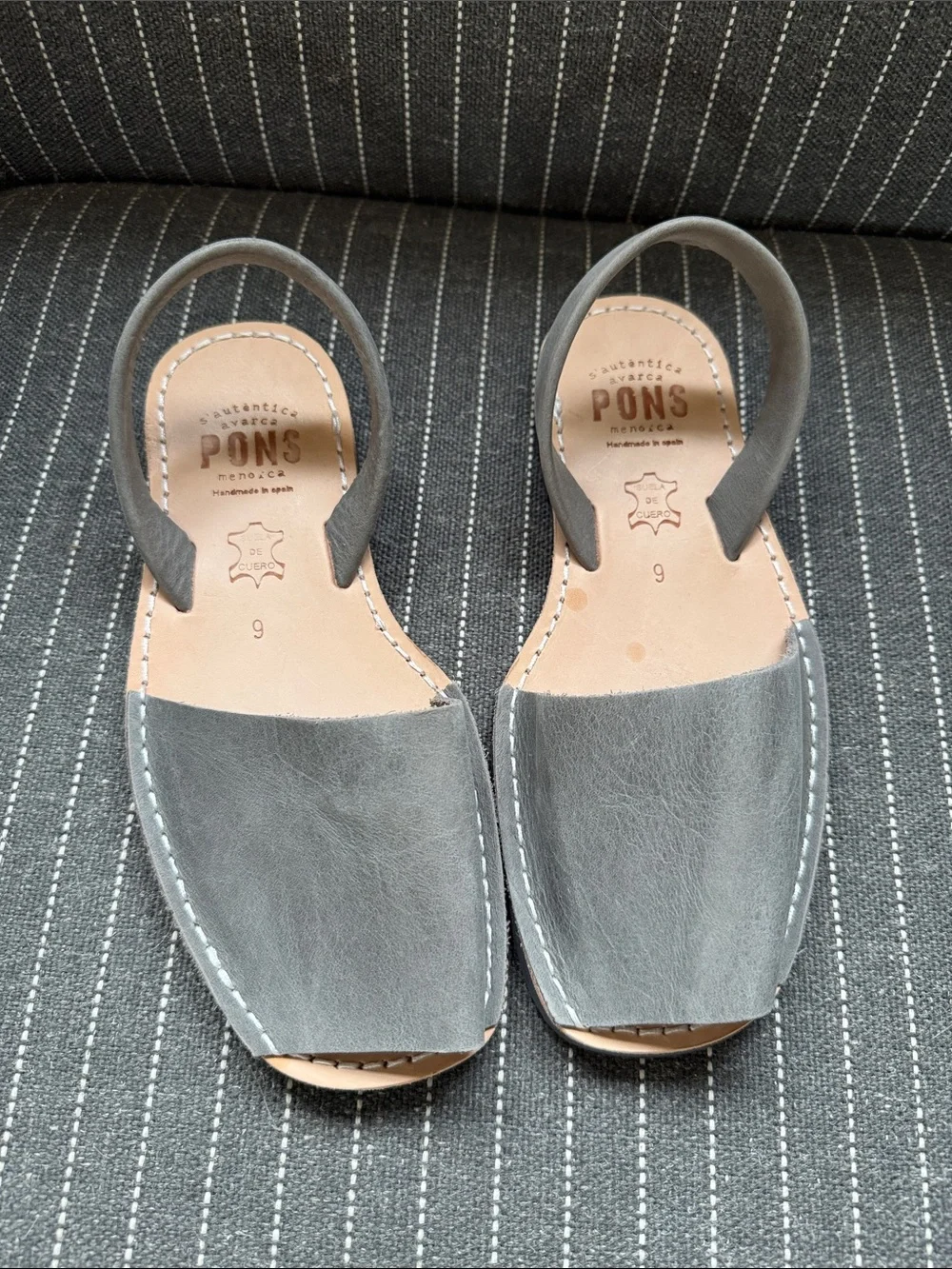 PONS Avarcas Classic Style Women’s Gray Leather Sandals Size 8-9 NWOT Menorcan